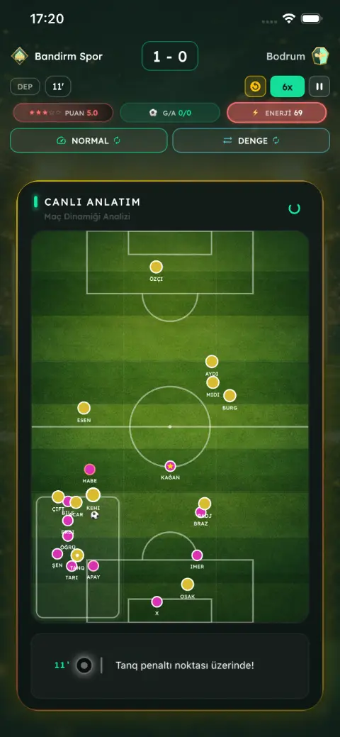 Striker Saga canlı futbol maçı ekranı